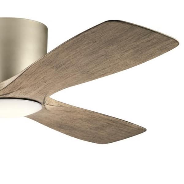 Volos 48 in. Indoor Brushed Nickel Low Profile Ceiling Fan with Integrated LED with Wall Control Included