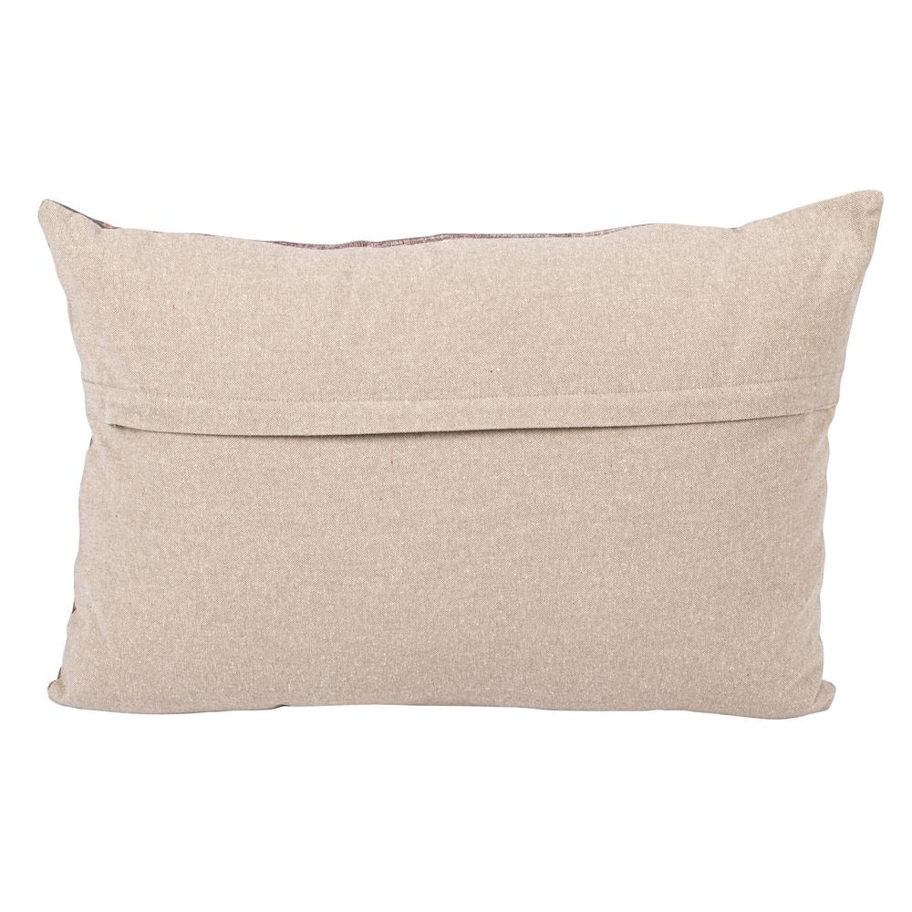 Multicolor Cotton Printed Lumbar Pillow with Chambray Back