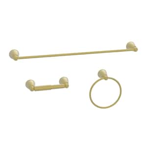 Lisbon 3-Piece Bath Hardware Set with Towel Ring, Toilet Paper Holder and 24 in. Towel Bar in Matte Gold