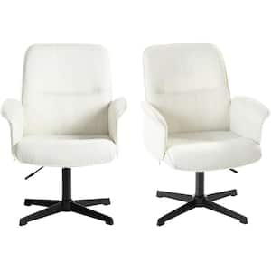 Thomasina Fabric Modern Upholstered Swivel Office Chair Ergonomic Adjustable Height Task Chair in Ivory Set of 2