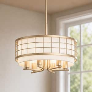 Jiyong　20 YANSUN 20 in. 6-Light Gold Farmhouse Chandelier, Adjustable