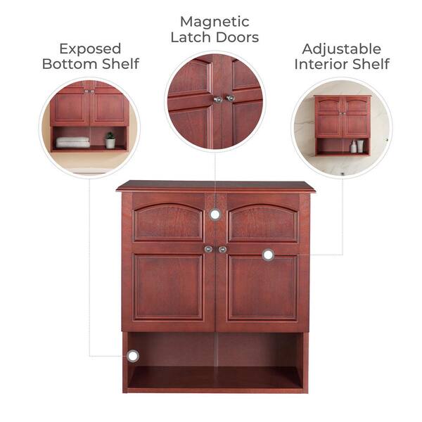 Teamson Home Martha 22.25-in x 25-in x 8-in Mahogany Bathroom Wall Cabinet