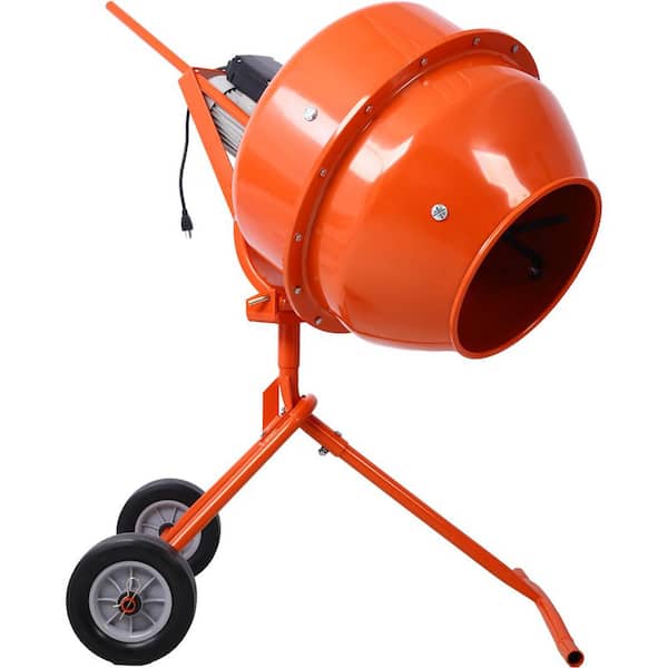 370-Watt Portable Electric Concrete Mixer Cement Mixing Barrow Machine Mixing Mortar Handle with Wheel (4.6 cu. ft.)