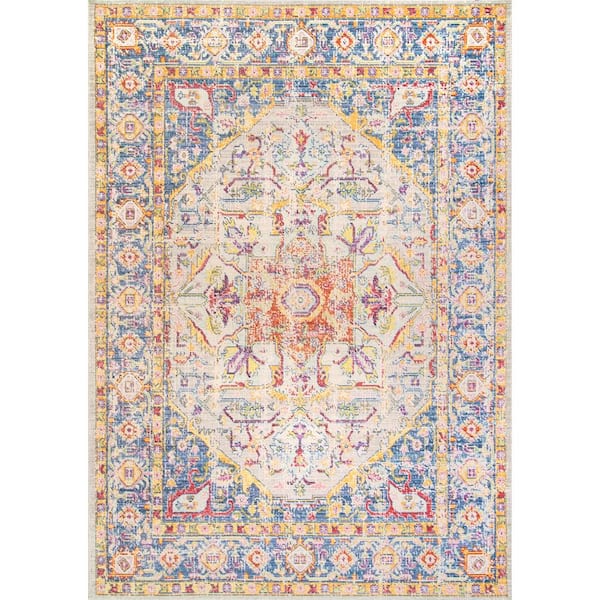 nuLOOM Isabelle Vintage Medallion Blue 6 ft. x 8 ft. Area ...