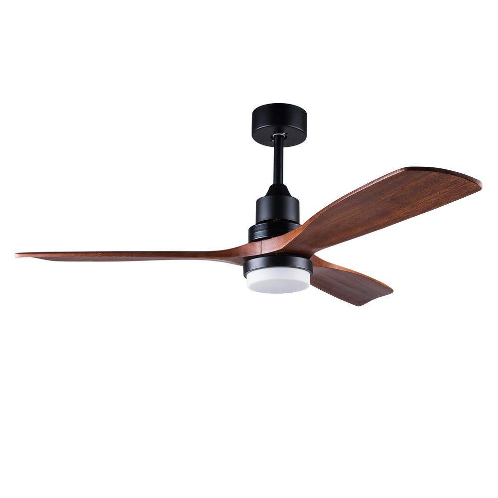 52 in. Black Standard Ceiling Fan with Light and Remote, 3 Dark Brown Wood Blades for Farmhouse Patio, Downrod Mount price history on PriceWatchPro