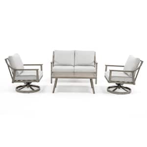 EliteCast 4-Piece Aluminum Patio Conversation Set with Gray Cushions