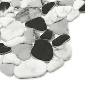 Pebble Black & White 6 in. x 6 in. x 0.4 in. Mosaic Tile Recycled Glass Marble Looks Floor and Wall Tile (0.25 sq. ft.)