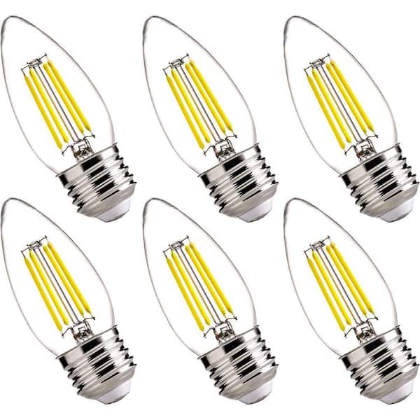 60-Watt Equivalent Dimmable E26 LED Candelabra Bulbs, B11 LED Candle Bulbs, 5000K Daylight White (6-Pack)