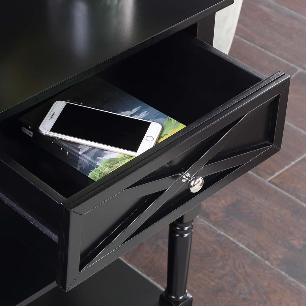 Country Oxford Black 2-Drawer Console Table with Farmhouse Charm