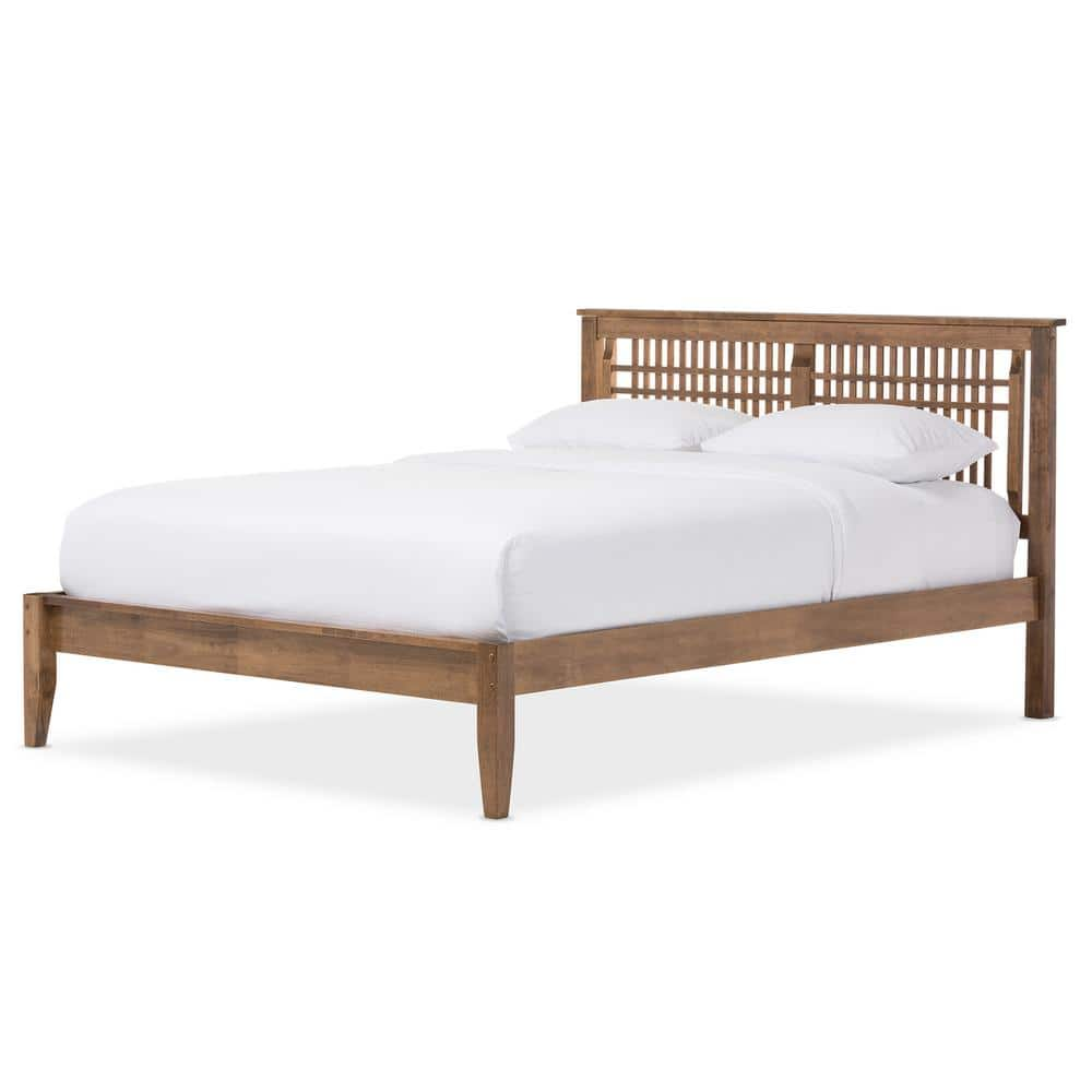 Baxton Studio Loafey Medium Brown Full Platform Bed 28862 6915 HD