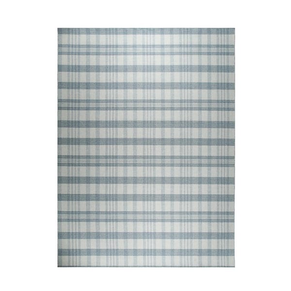 Gray 9 ft. x 12 ft. Hand Knotted Wool Transitional Reversible Plaid Rug Area Rug