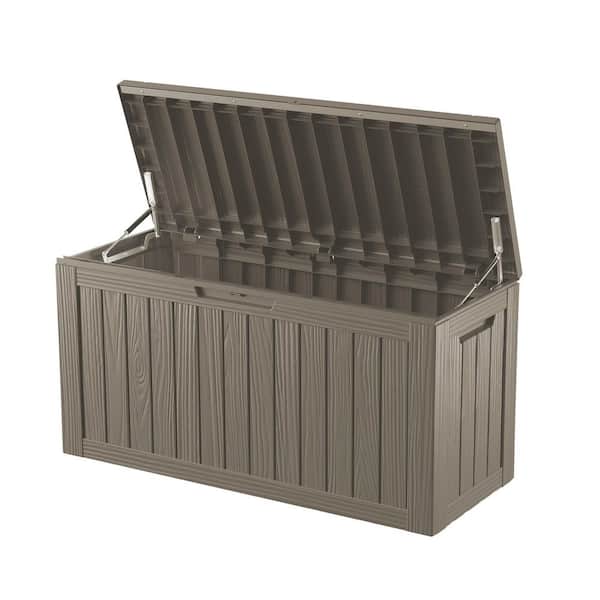 80 Gallon Weather-Resistant Deck Box ​-Lockable Patio Storage Bench, Portable Outdoor Cabinet for Garden/Pool-Brown