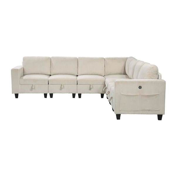 Lazzara Turbo 135 in. Straight Arm 4-Piece Corduroy Fabric