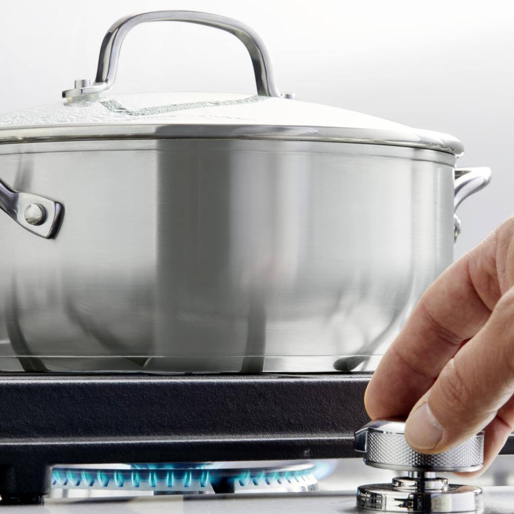 Casserole with Lid, 4-Quart, Brushed Stainless Steel - thumbnail 4