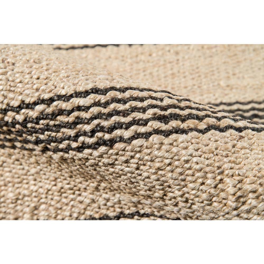 Charcoal Striped Handwoven Jute 5' x 7' Area Rug