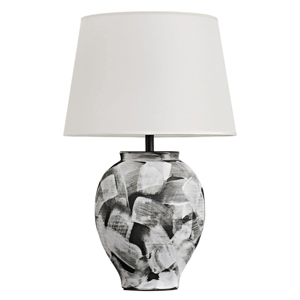 23.62 in. 1-Light Black & White Abstract Ceramic Table Lamp with Linen Shade and On/Off Switch price history on PriceWatchPro