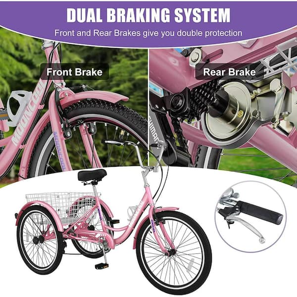 MOONCOOL 20 in. 7 Speed Adult Tricycle, 3 Wheel Cruiser Bike