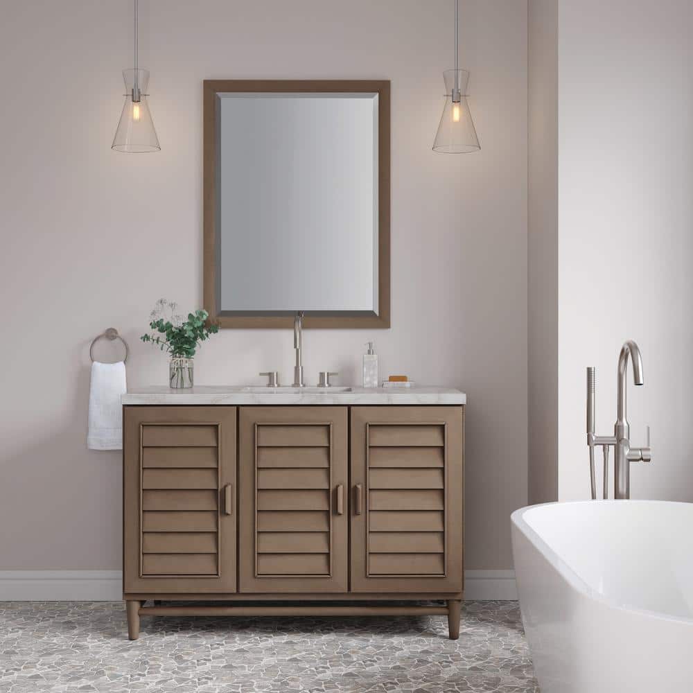 Portland 48" Whitewashed Walnut Single Vanity with Solid Wood Doors