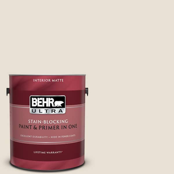 BEHR ULTRA 1 gal. #YL-W14 Off White Matte Interior Paint and Primer in One