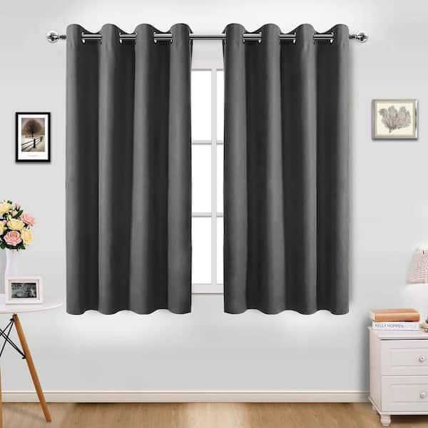 52 in. W x 72 in. L Blackout Curtains with Grommet Top Room Darkening Noise Reducing for Living Room, Grey（1 Panel）