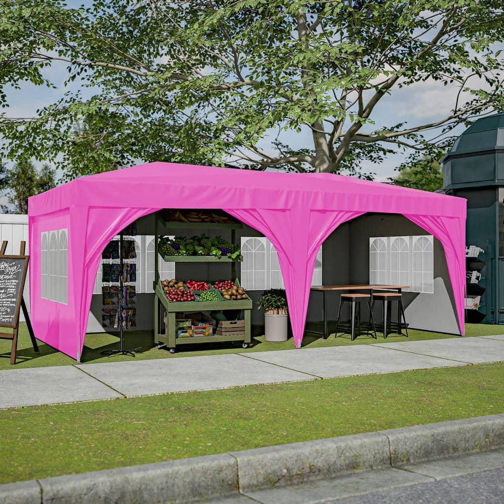 10 ft. x 20 ft. Outdoor Adjustable Pop Up Canopy Tent with Carry Bag, Sand 
