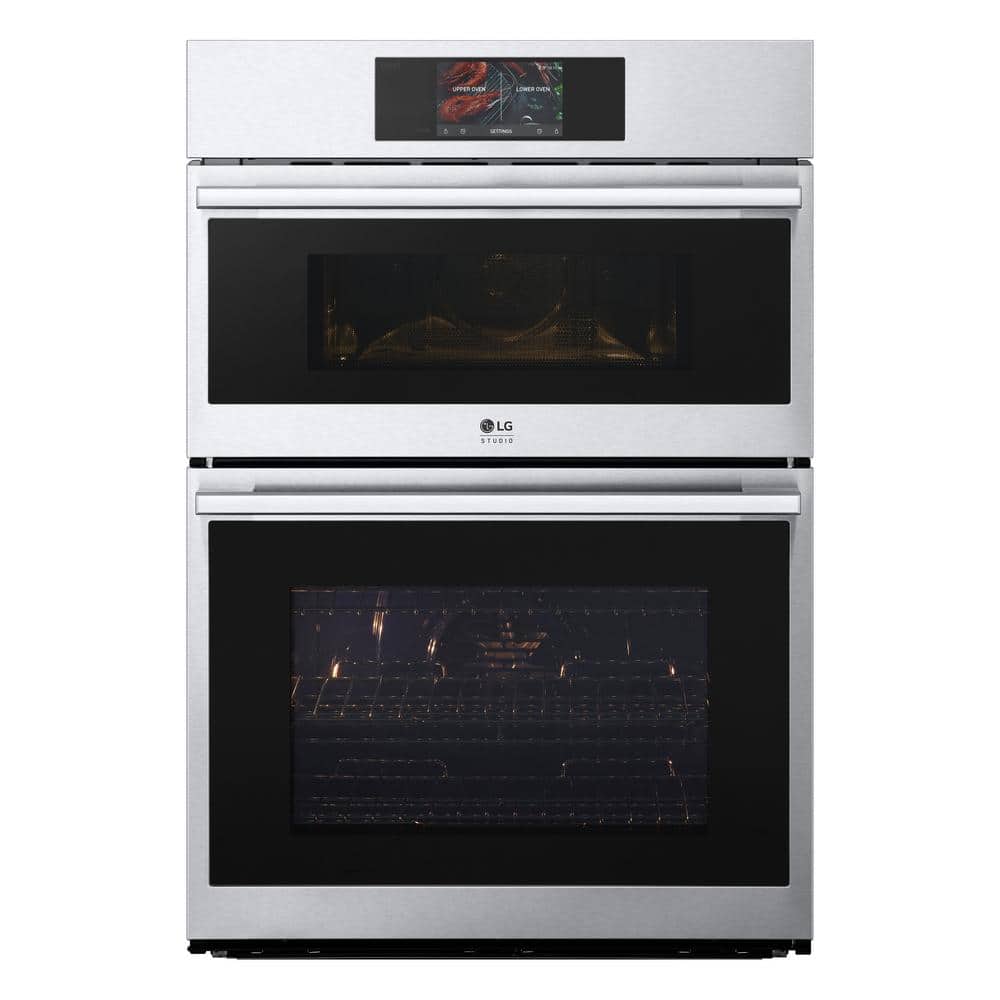 LG STUDIO 30 in. Combi Double Electric Wall Oven with Instaview, Steam Sous Vide and Air Fry in Stainless Steel, Printproof Stainless Steel