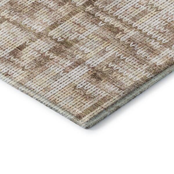 Mayfield Premium Machine Washable Abstract AMF2130 Brown 2 ft. x 7 ft. Runner Rug