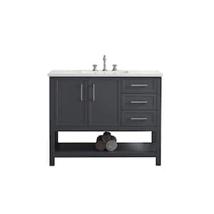 Arlo 42 in. W x 22 in. D x 34 in. H Bath Vanity in Dark Gray with Engineered Stone Top in Ariston White with White Sink