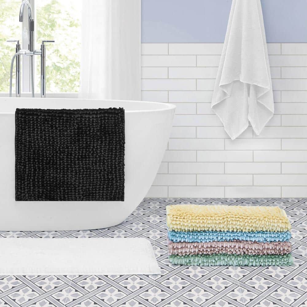 Laura Ashley Navy Blue Chenille Bath Mat Set