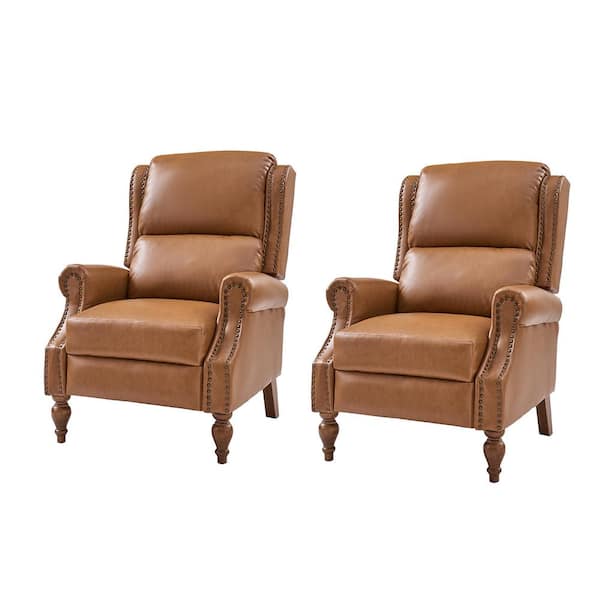 Sharon Traditional Roll Arm Manual Recliner with Solid Wood Legs Set of 2