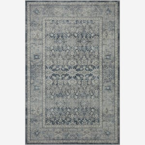 Leesa Charcoal / Grey Doormat 3 ft. x 5 ft. Oriental Printed Area Rug