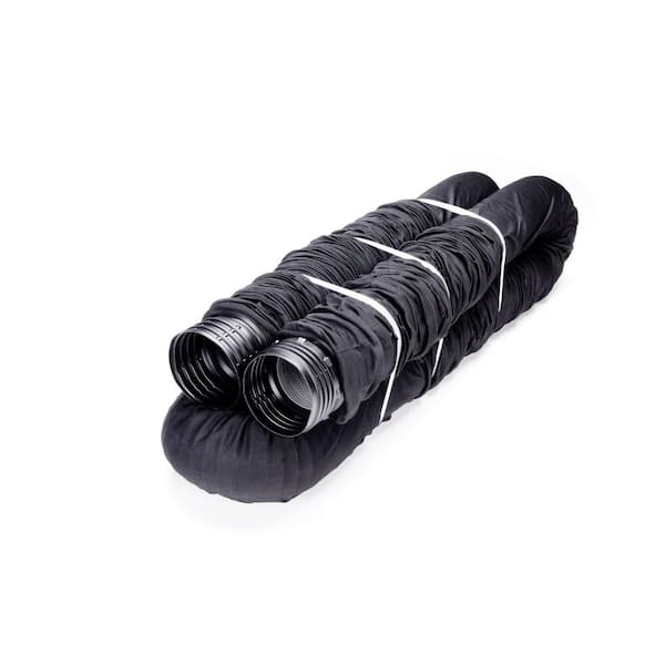 Amerimax Home Products FLEX Drain 4 in. x 50 ft. Black Copolymer Perforated Drain Pipe with Sock