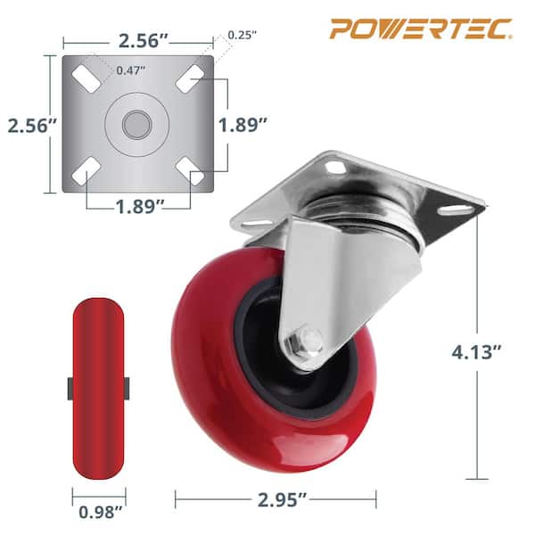 3 in. Dia Swivel Polyurethane Plate Caster in Red (4-Pack) 3 in. Dia Swivel Polyurethane Plate Caster in Red (4-Pack)