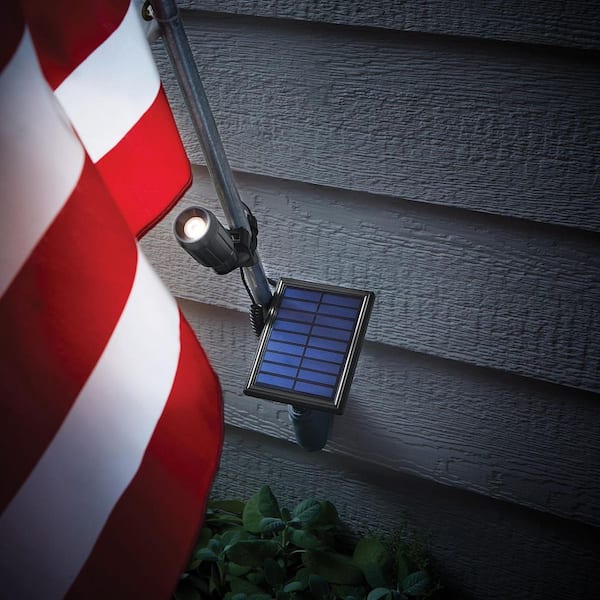 50-Lumens Black Solar White Color Temperature Changing Outdoor Integrated LED Flag Pole Light, Weather, Rust Resistant