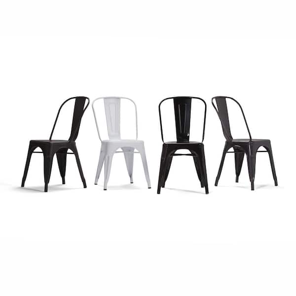 Simpli Home Fletcher Industrial Metal, Distressed Black Metal Dining Chairs