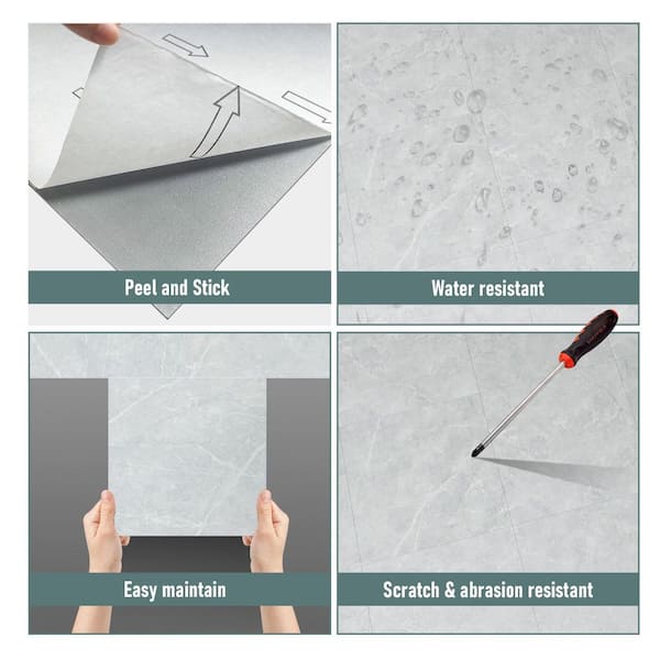 Jeedeson Gray 6 MIL x 12 in. W x 12 in. L Peel and Stick Flooring