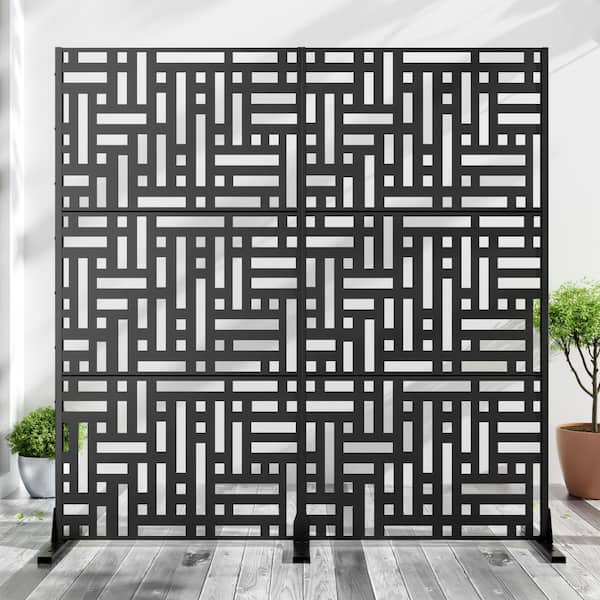 Unbranded 72 in. x 71 in. Black Outdoor Metal Galvanized Privacy Screen Fence Garden Panels