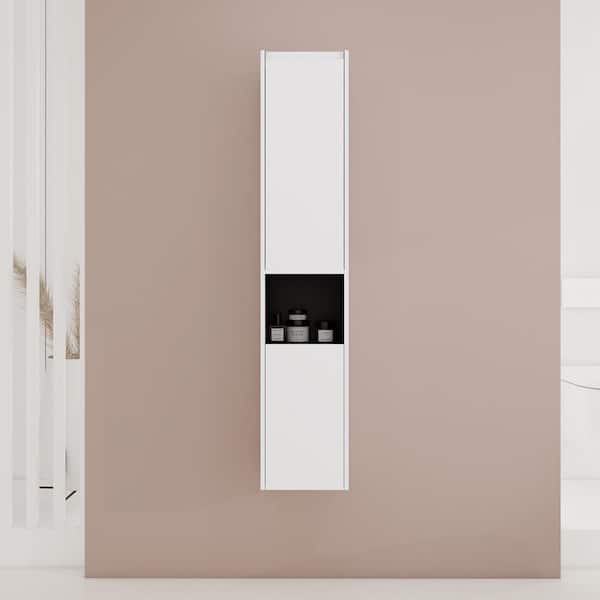 UPIKER Modern 11.81 in. W x 9.81 in. D x 59 in. H Bathroom Storage Wall Cabinet in White