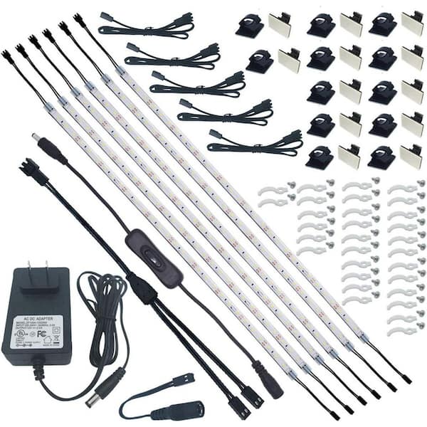 6-Pack Flexible LED Strip Light Kit 20 in. 1800 Lumen for Kitchen Cabinets Counters Closets Daylight 5000K