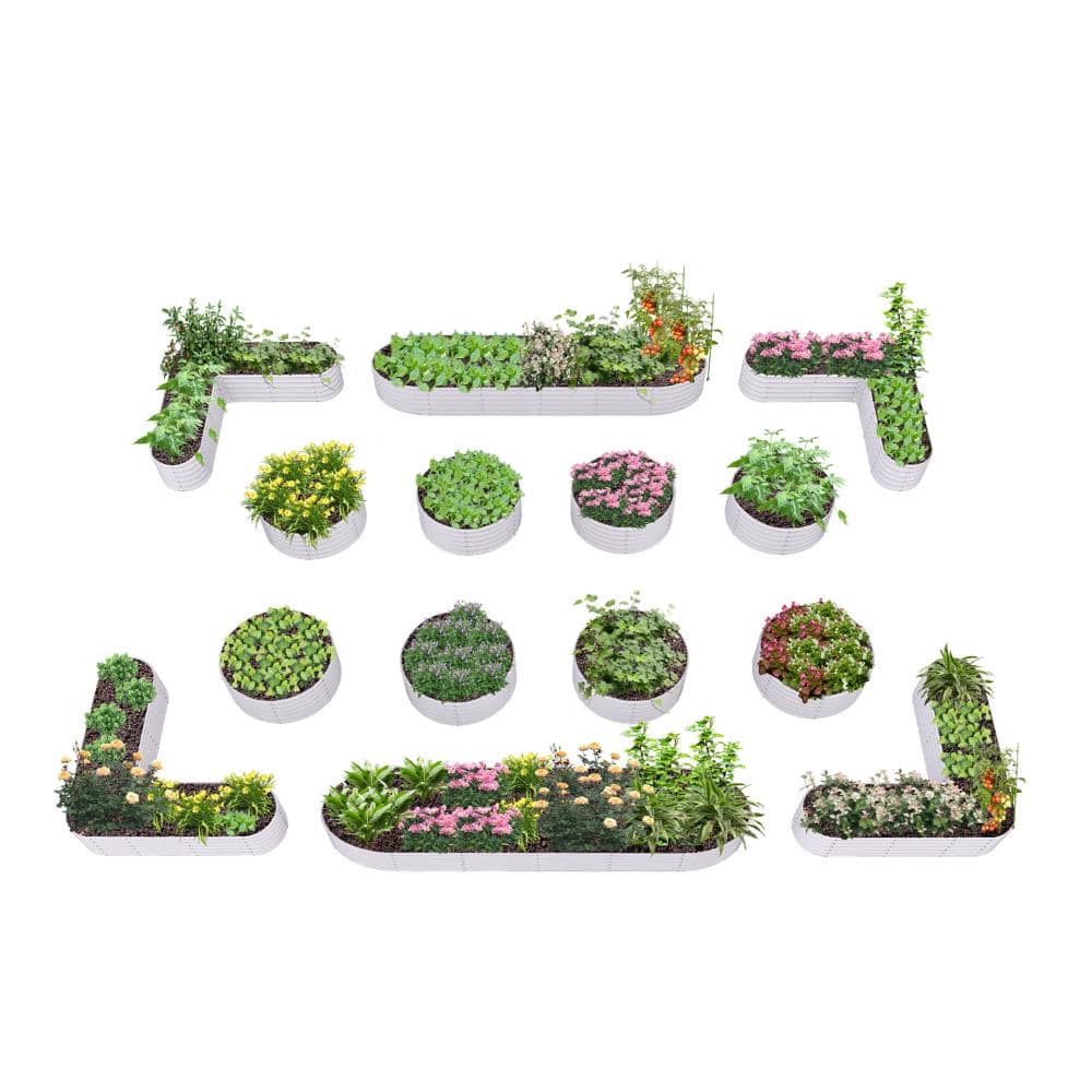 14-Piece White Metal Round Raised Planter Boxes for Flower Planters Vegetables price history on PriceWatchPro