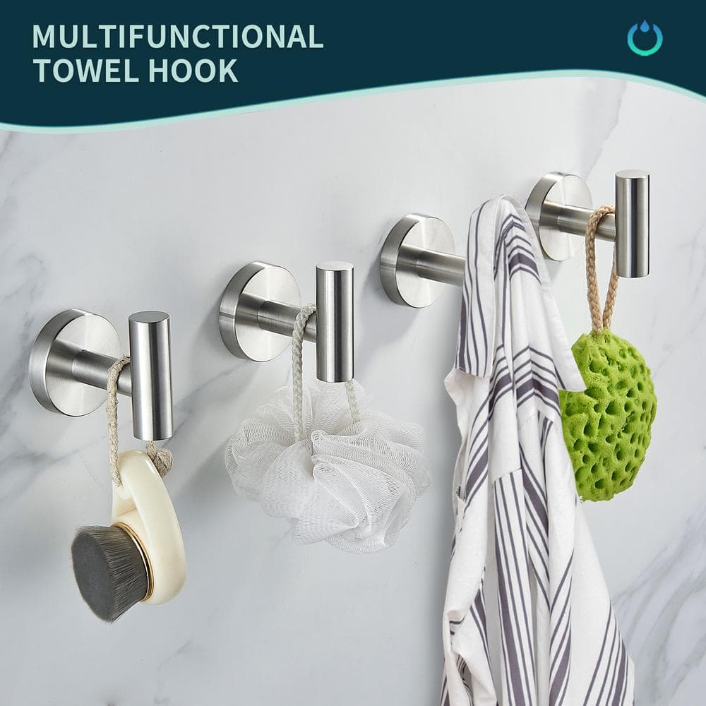 Brushed Nickel Stainless Steel Double J-Hook Wall Mount