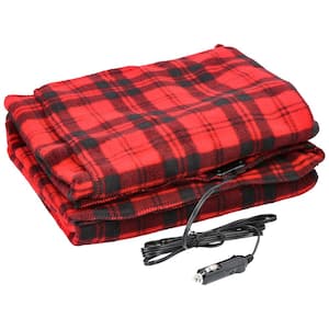 Red Plaid Polyester Electric Throw Blanket
