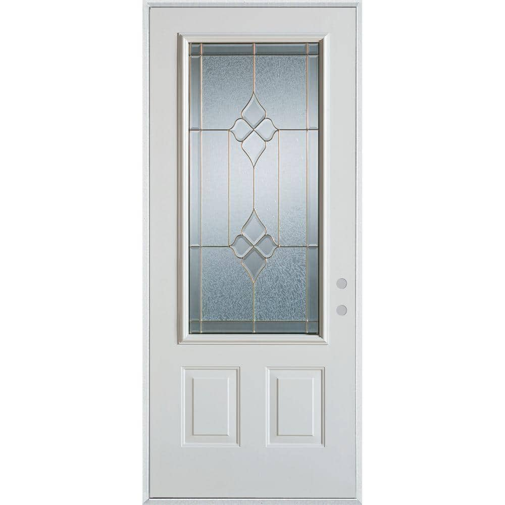 36 in. x 80 in. Geometric Zinc 3/4 Lite 2-Panel Painted White Left-Hand Inswing Steel Prehung Front Door -  Stanley Doors, 1040E-D-36-L-Z