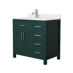 Beckett 36 in. W x 22 in. D x 35 in. H Single Sink Bathroom Vanity in Green with Carrara Cultured Marble Top