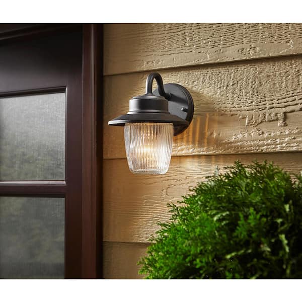 Hampton Bay 1-Light Black Outdoor Wall Lantern Sconce 2-Pack JBO1691A-4 