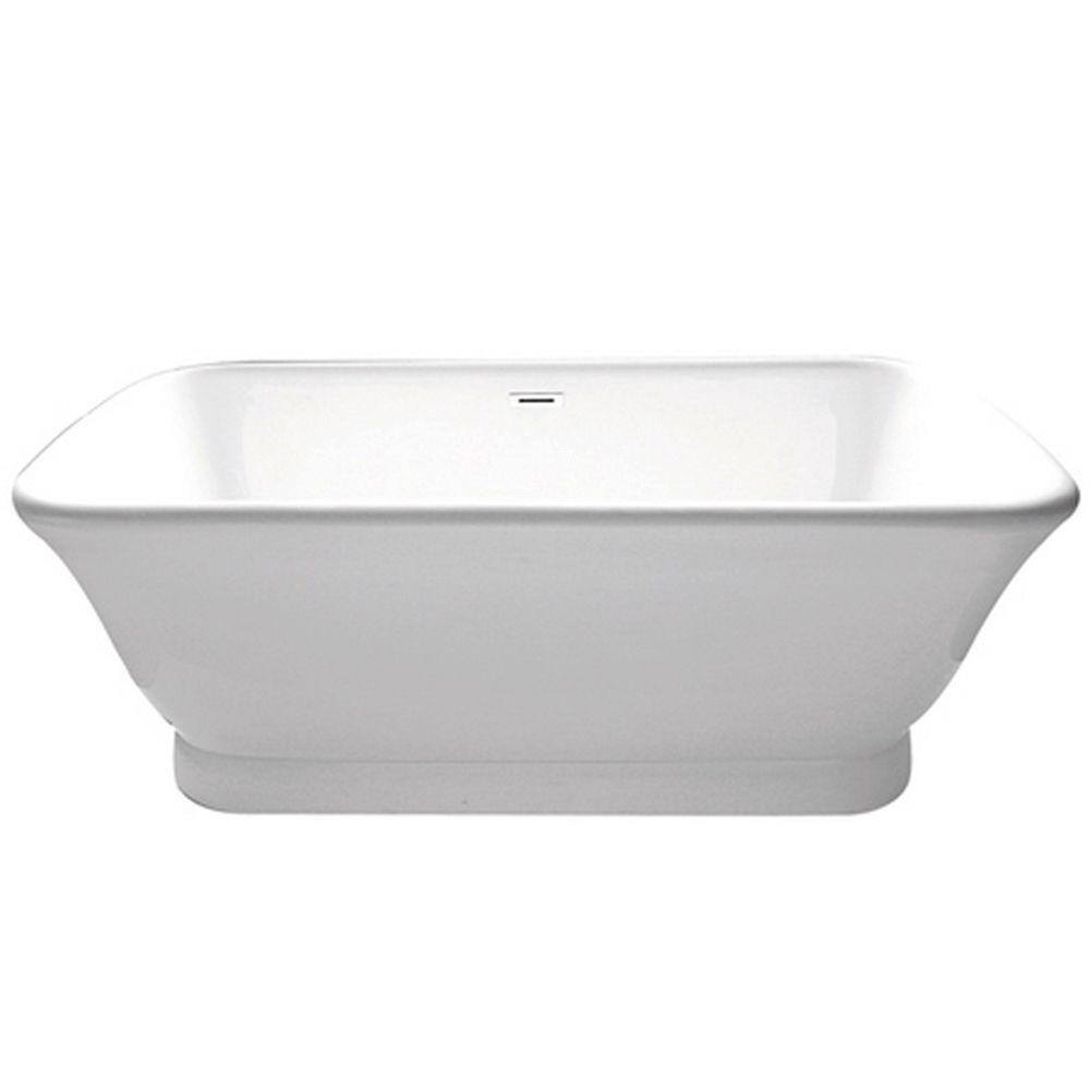 Aqua Eden Large Modern 71 In Acrylic Center Drain Double Ended Flatbottom Non Whirlpool Freestanding Bathtub In White Yvtde713524 The Home Depot