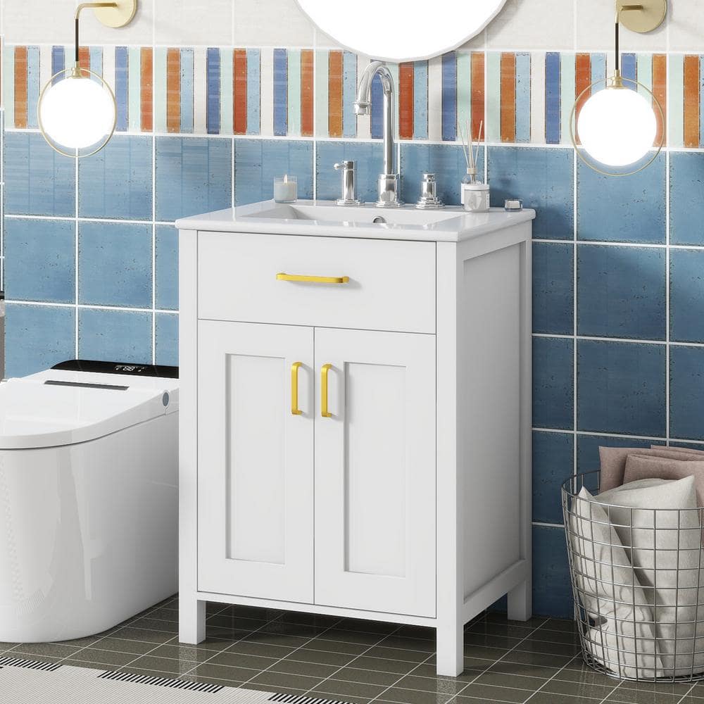 24.2 in. W x 18.5 in. D x 34 in. H Freestanding Bath Vanity in White price history on PriceWatchPro