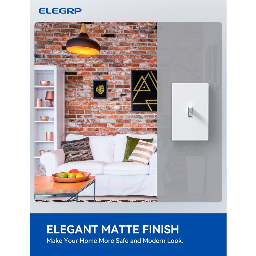 White 1-Gang Screwless Toggle Light Switch Wall Plate Set