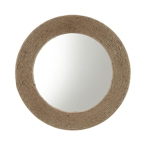 Anky 26 in. W x 26 in. H Rope Fabric Framed Round Decorative Accent Wall Mirror