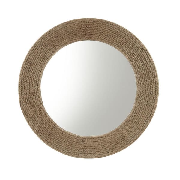 Miscool Anky 26 in. W x 26 in. H Rope Fabric Framed Round Decorative Accent Wall Mirror